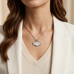 Collar medalla triple circular pequeña personalizable chapada en plata S925