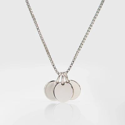 Collar medalla triple circular pequeña personalizable chapada en plata S925