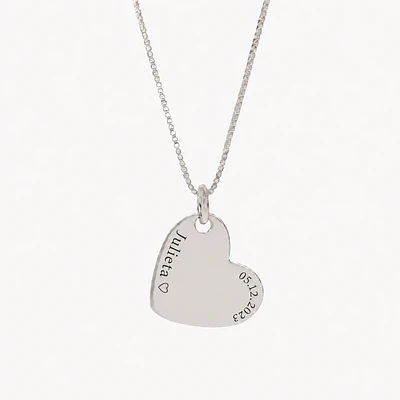Collar medalla corazón personalizable chapado en plata S925