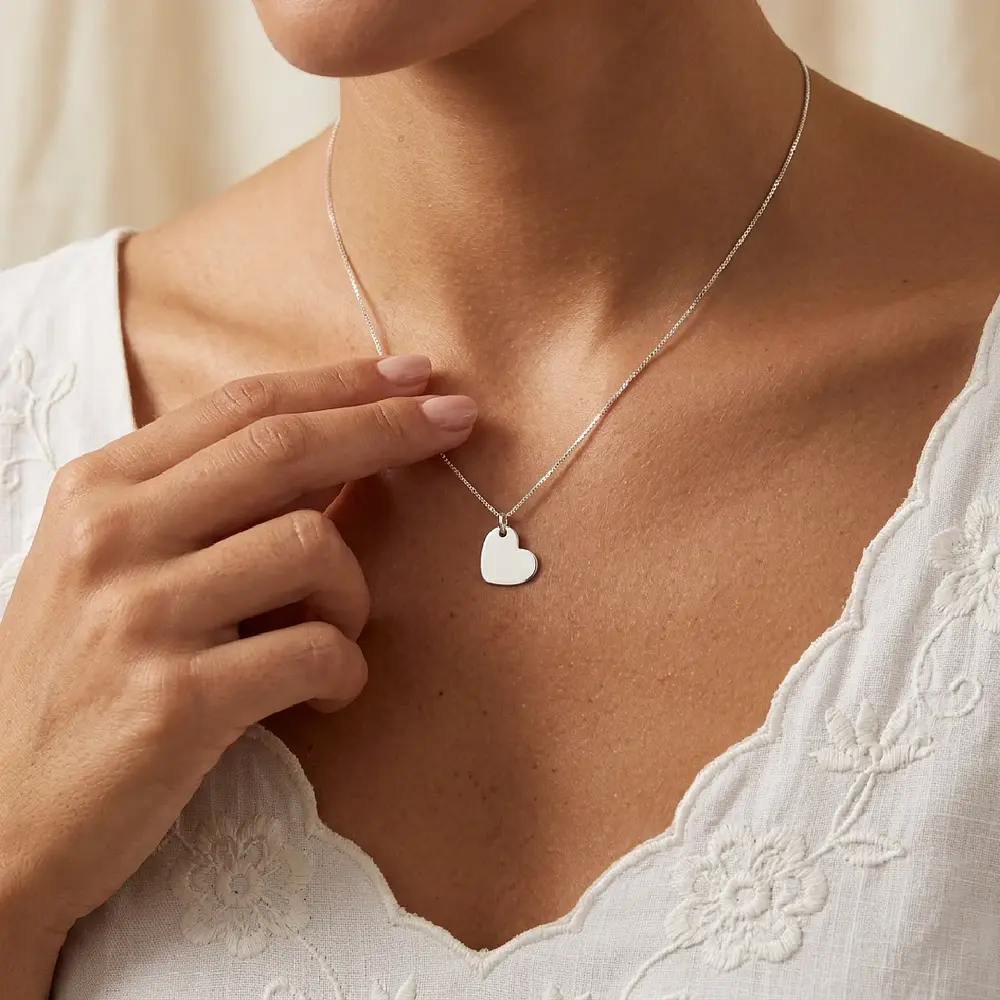 Collar medalla corazón personalizable chapado en plata S925
