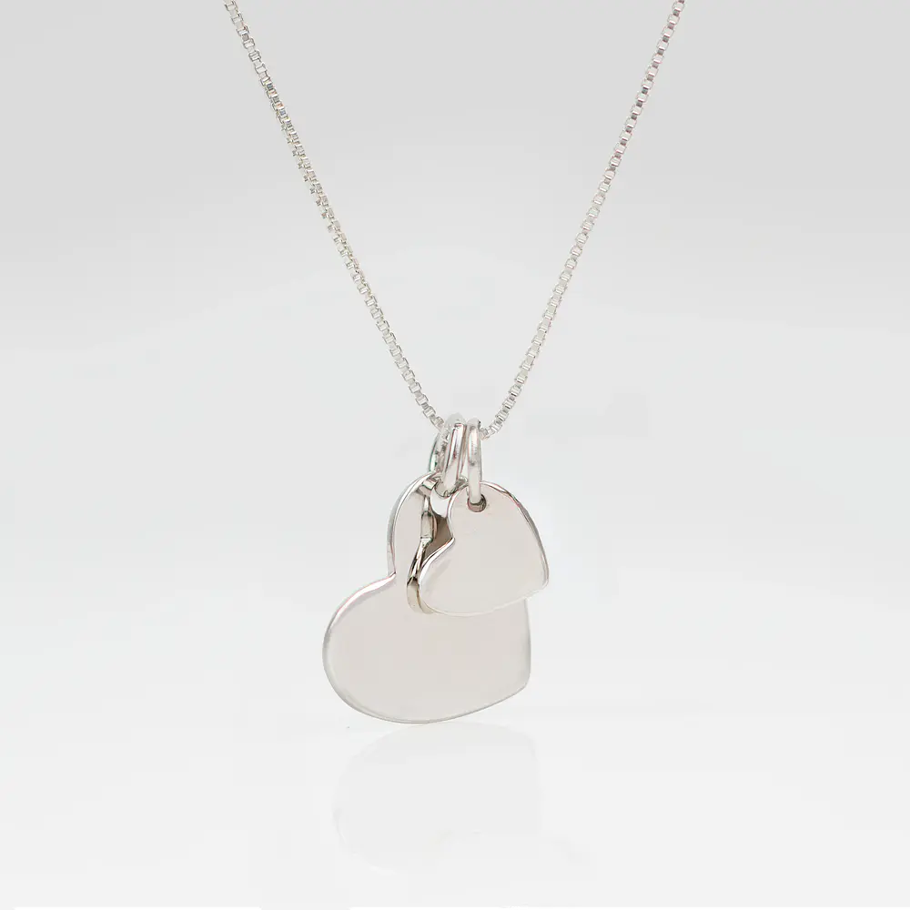 Collar medalla corazón y dije corazón pequeño personalizable chapado en plata S925