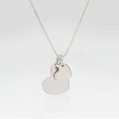 Collar medalla corazón y dije corazón pequeño personalizable chapado en plata S925