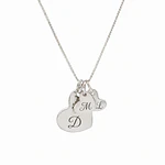 Collar medalla corazón y dije corazón pequeño personalizable chapado en plata S925