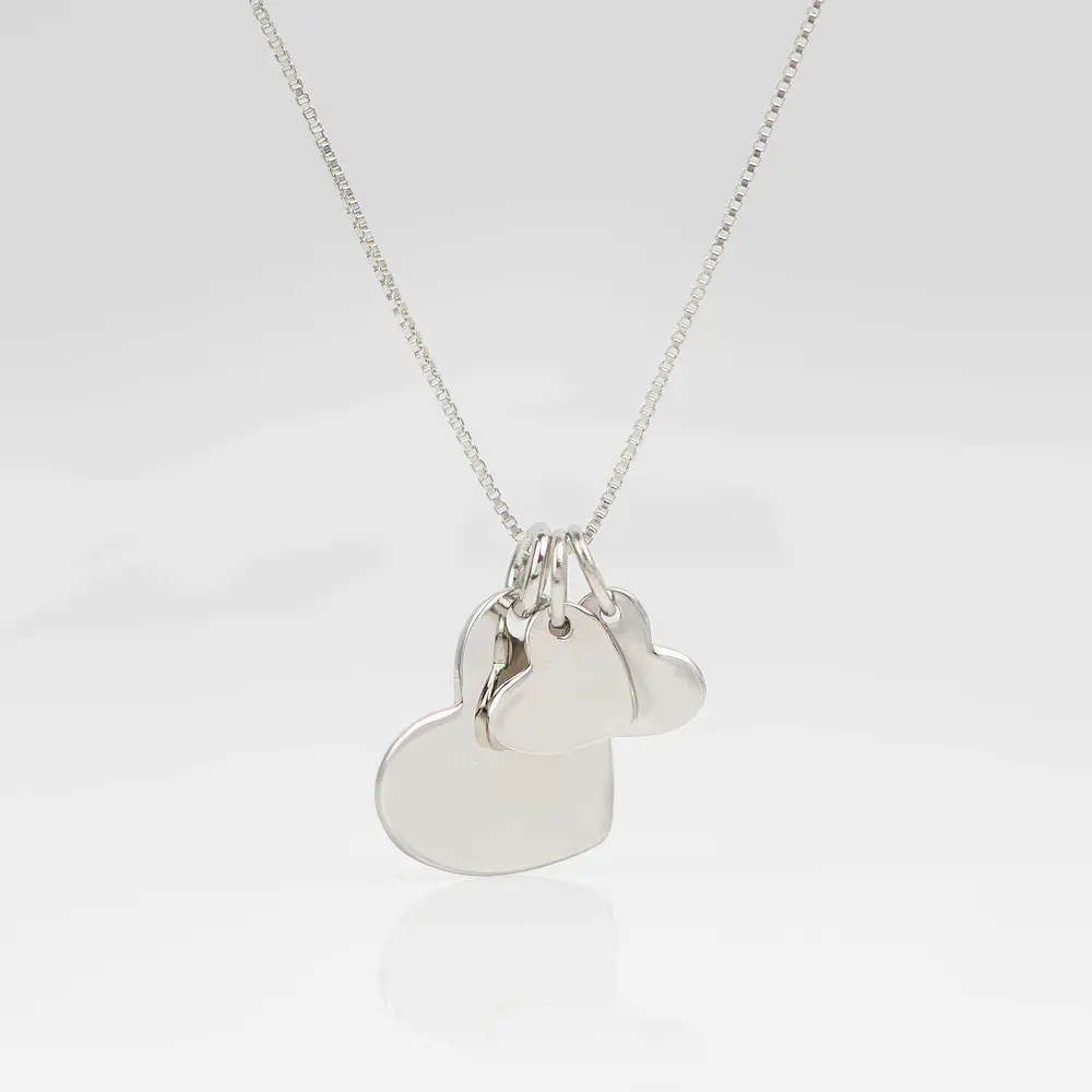 Collar medalla corazón y dije corazón pequeño personalizable chapado en plata S925