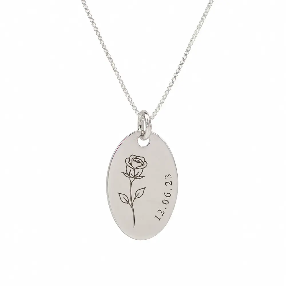 Collar medalla ovalada personalizable chapada en plata S925