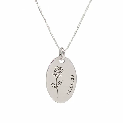 Collar medalla ovalada personalizable chapada en plata S925