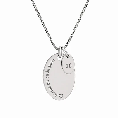 Collar medalla ovalada y dije ovalado pequeño  personalizable chapado en plata S925