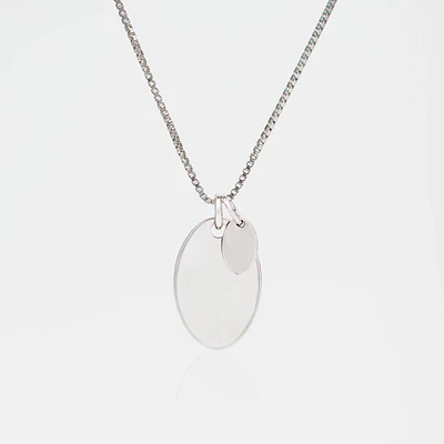 Collar medalla ovalada y dije ovalado pequeño  personalizable chapado en plata S925