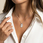 Collar medalla ovalada y dije ovalado pequeño  personalizable chapado en plata S925