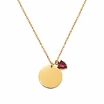 Collar medalla circular 15mm con dije de corazón personalizable 
