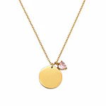 Collar medalla circular 15mm con dije de corazón personalizable 