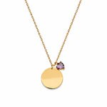 Collar medalla circular 15mm con dije de corazón personalizable 
