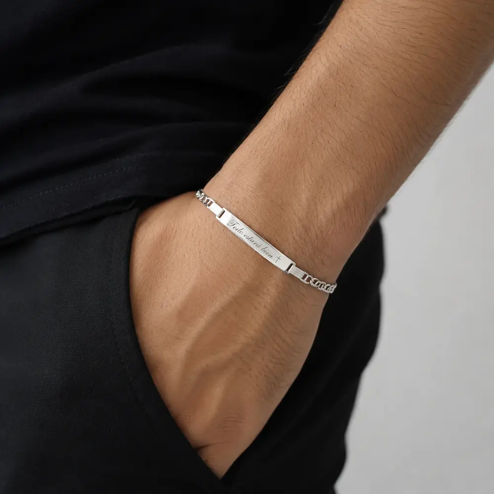 Pulsera esclava tejido marinero personalizable Plata S925