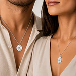 Kit Collares Medalla Circular y Ovalada Para Parejas Personalizables Plata S925