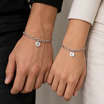 Kit pulseras eslabonadas con dije personalizable para parejas