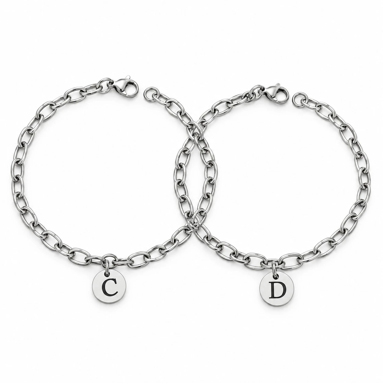 Kit pulseras eslabonadas con dije personalizable para parejas