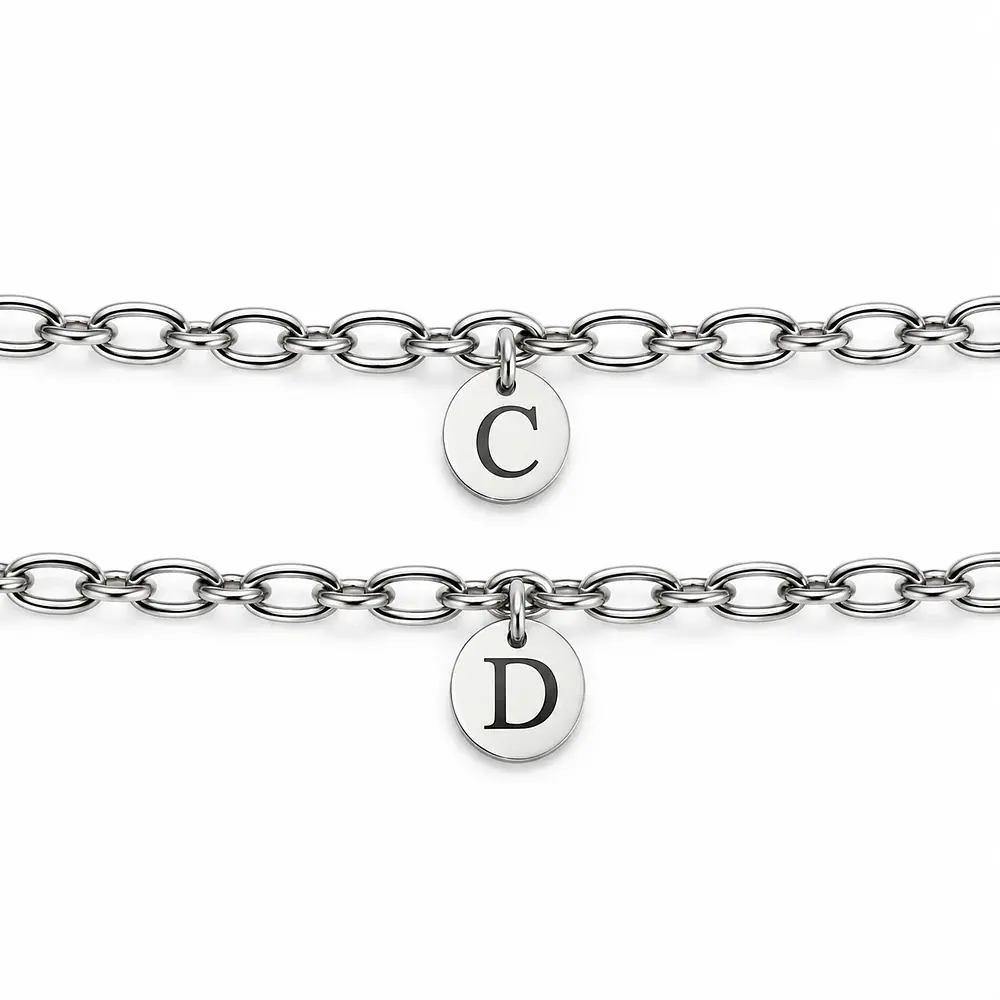 Kit pulseras eslabonadas con dije personalizable para parejas