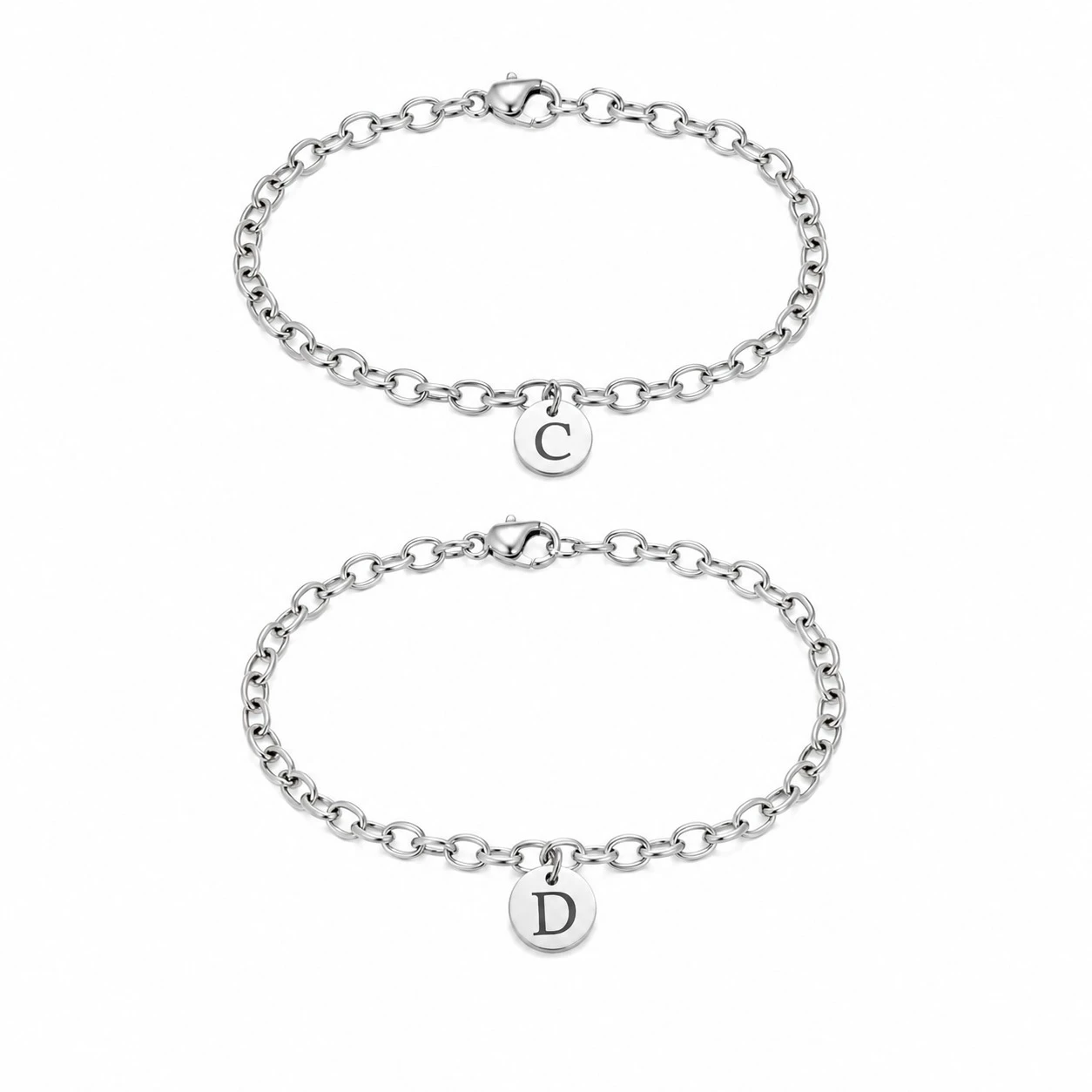 Kit pulseras eslabonadas con dije personalizable para parejas