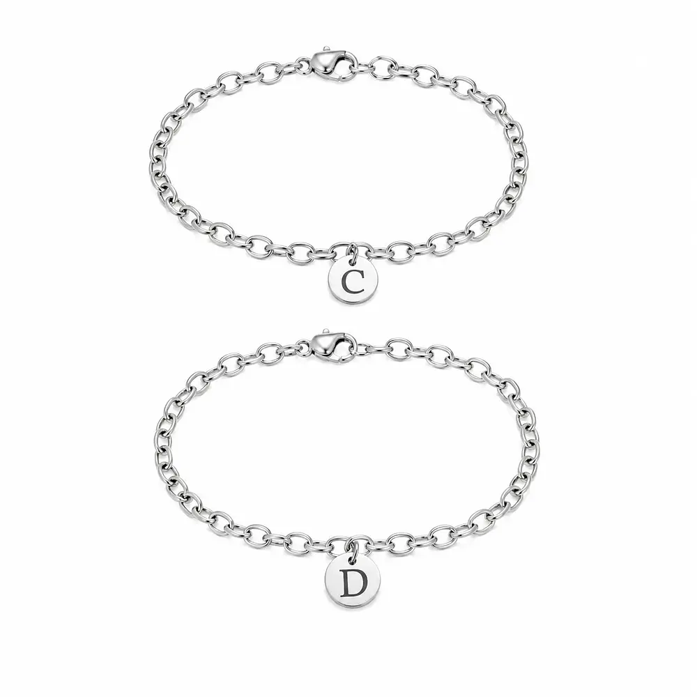 Kit pulseras eslabonadas con dije personalizable para parejas