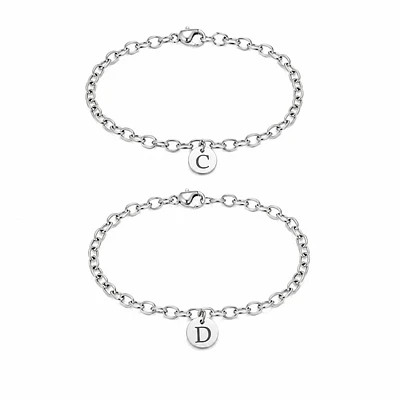 Kit pulseras eslabonadas con dije personalizable para parejas