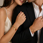 Kit pulseras eslabonadas con dije personalizable y corazón para parejas