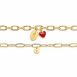 Kit pulseras eslabonadas con dije personalizable y corazón para parejas