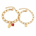 Kit pulseras eslabonadas con dije personalizable y corazón para parejas