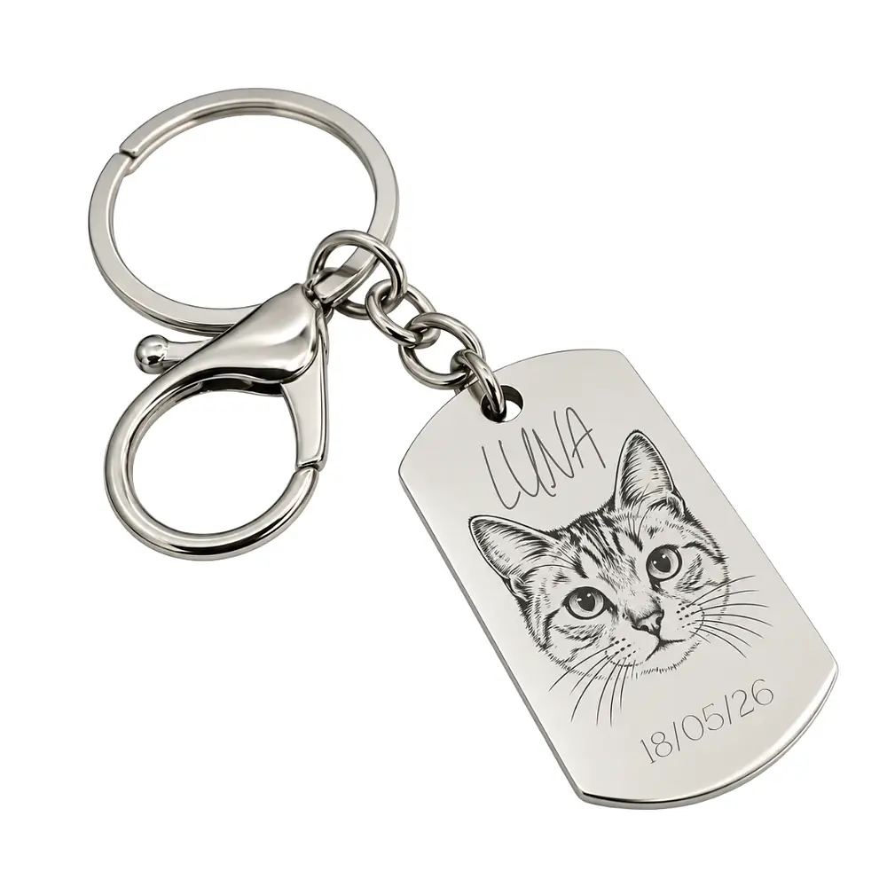Llavero placa militar con grabado de Mascota 