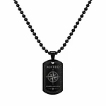 Collar placa militar negra con cadena de esferas personalizable