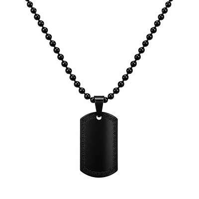 Collar placa militar negra con cadena de esferas personalizable