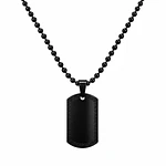 Collar placa militar negra con cadena de esferas personalizable