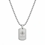 Collar placa militar plateada con cadena de esferas personalizable