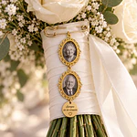Camafeo con placa circular personalizable para Ramo de Novia 