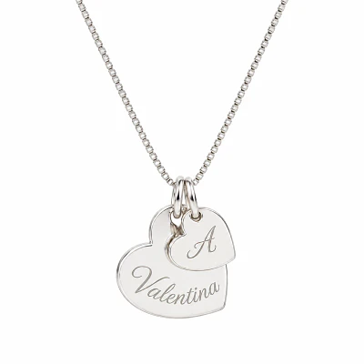 Collar medalla corazón y dije corazón pequeño personalizable chapado en plata S925