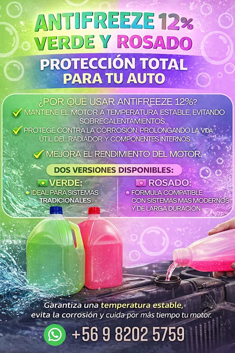 Antifreeze 12% Verde y Rosado