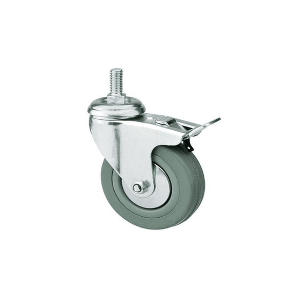 Rue025 rueda gir c/hilo y freno 4" gris