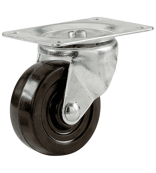 Rue031 rueda goma negra c/base gir 2" c/u