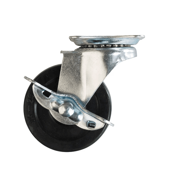 Rue036 rueda goma negra c/base gir 2.1/2" c/freno lat