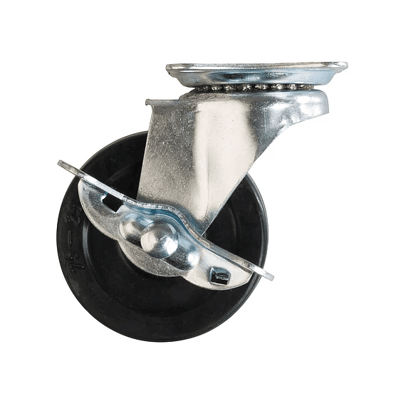 Rue036 rueda goma negra c/base gir 2.1/2" c/freno lat