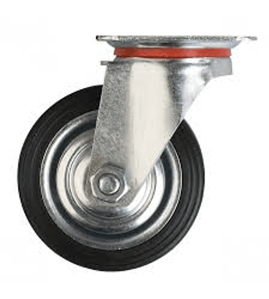 Rue039 rueda goma c/base gir 4" llanta metalica