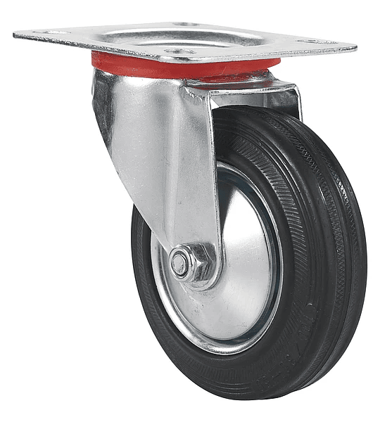 Rue041 rueda goma c/base gir 6" llanta metalica