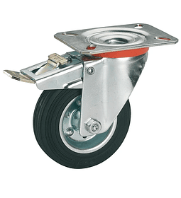 Rue046 rueda goma c/base gir 5" c/fre llanta metalica