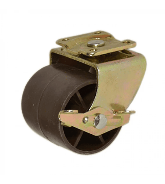 Rue078 rueda cama c/base y freno cafe nylon