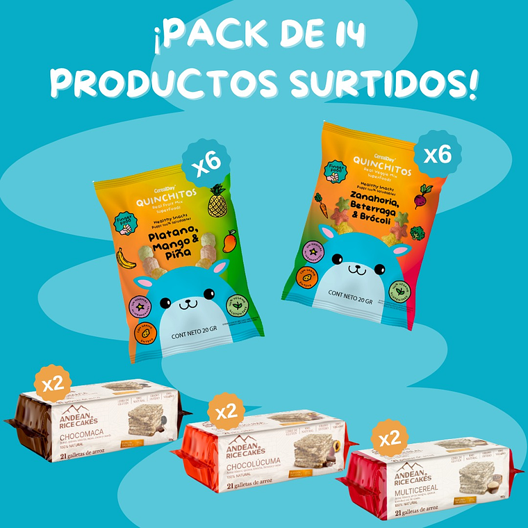 QUINCHITOS (PUFF) PACK SURTIDO X 12 MIX QUINCHITOS Y 6 GALLETAS ANDEAN MIX 1