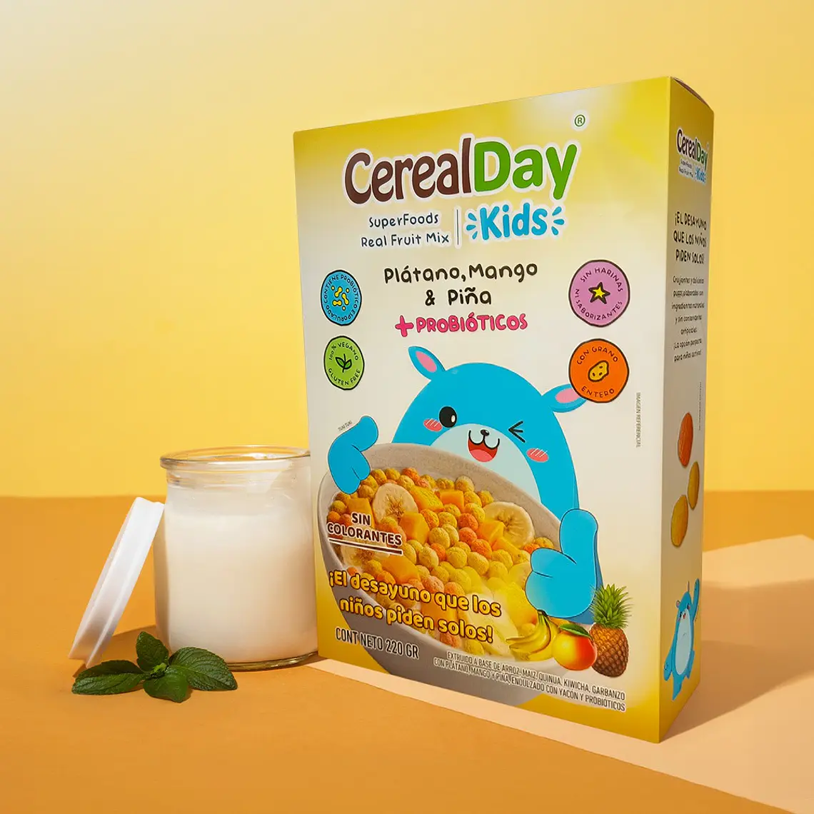 CEREAL PARA EL DESAYUNO DE PLÁTANO, MANGO Y PIÑA CON PROBIÓTICOS 220G 1