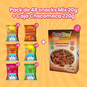 PACK DE 48 SNACKS MIX 20G + CAJA DE CHOCOMACA 220G