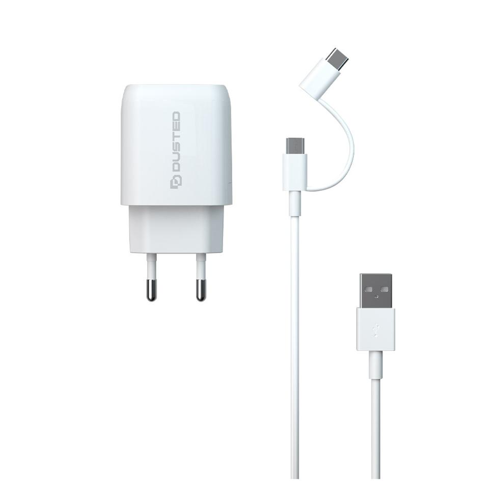  - Cargador USB-C PD Carga rapida 20W para iPhone y iPad Dusted con Cable 2en1 Blanco 2