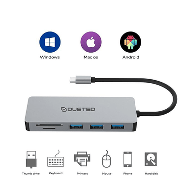 Adaptador USB-C 7x1 multipuerto con HDMI Dusted