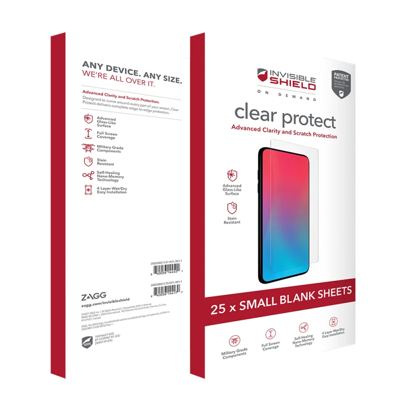 Pack laminas 25 unidades iSOD small Clear Protect Zagg (NUEVA)