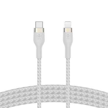Cable USB-C a Ligthing 2mt  Pro Flex Belkin Blanco